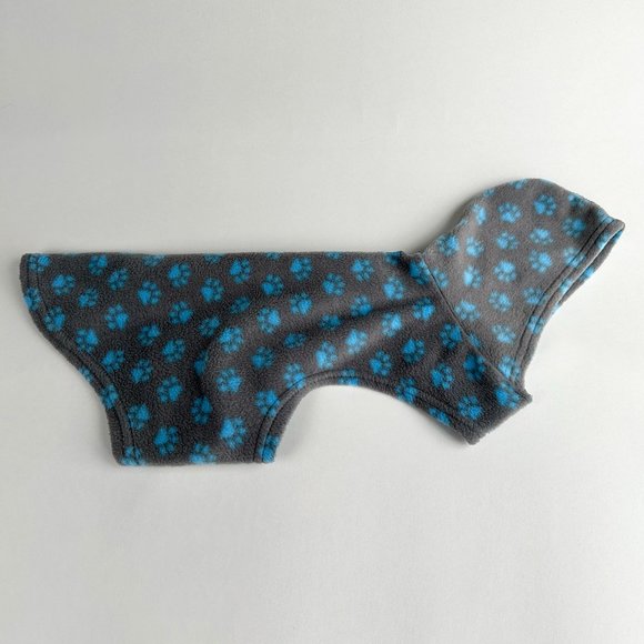 Luv-a-Pet Gray & Blue Paw Print Fleece Pullover Dog Hoodie Medium - Picture 6 of 6